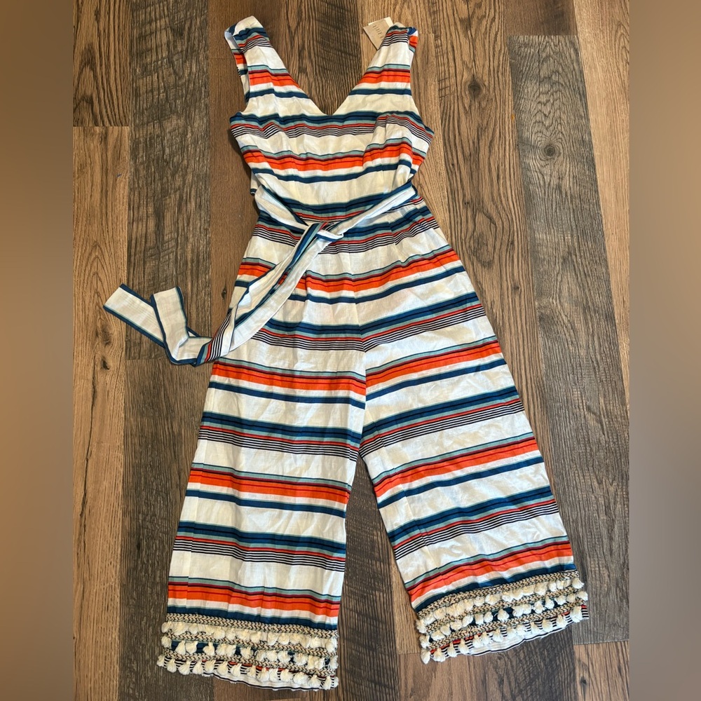 NWT! Anthropologie Moon River Tassled & Striped Jumpsuit